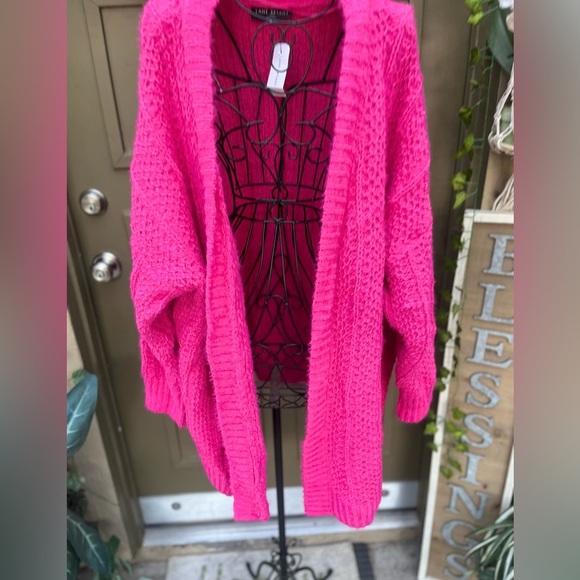 Lane Bryant Pink Cardigan Sweater Plush Open Front Sz 26/28 Women - Picture 4 of 5